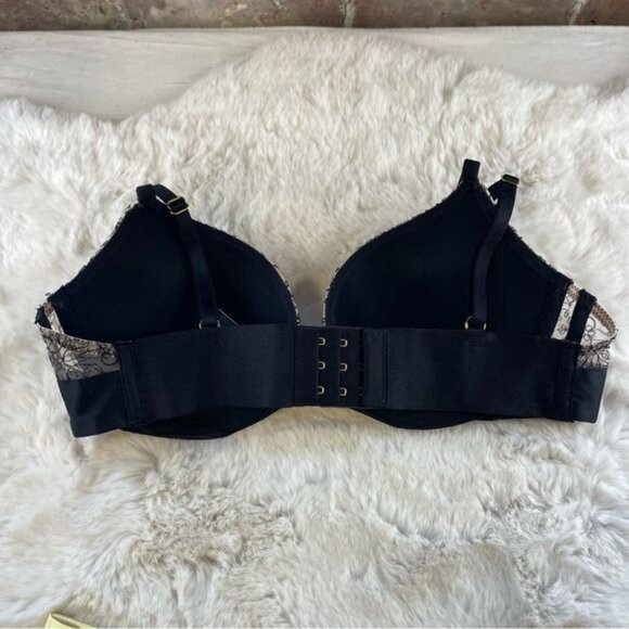 Victoria Secret Very Sexy Push Up Black & Cream Lace Bra Sz 34C EUC - Picture 3 of 7